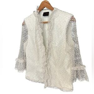 Frank Usher size 12 sequin lace effect blazer NWOT shoulder pads! Fits smaller!!